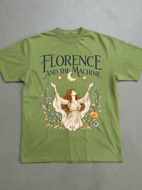 Indie Folk Goddess Celestial Floral Green Gildan T-Shirt